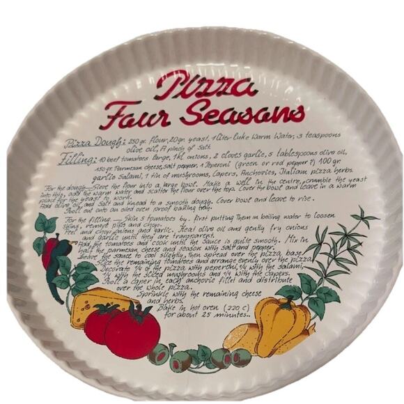 Fapor Ceramic Portugal Pizza Bake & Serve Plate Bowl Pizza Plate with Recipe - Picture 2 of 7